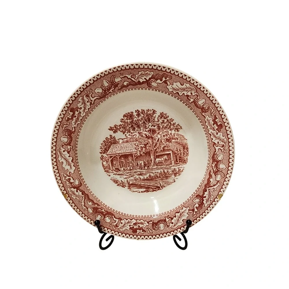 Vintage Royal Memory Lane Tonquin Red Scenic Bowl‎ Set, Countryside, 5 Pcs